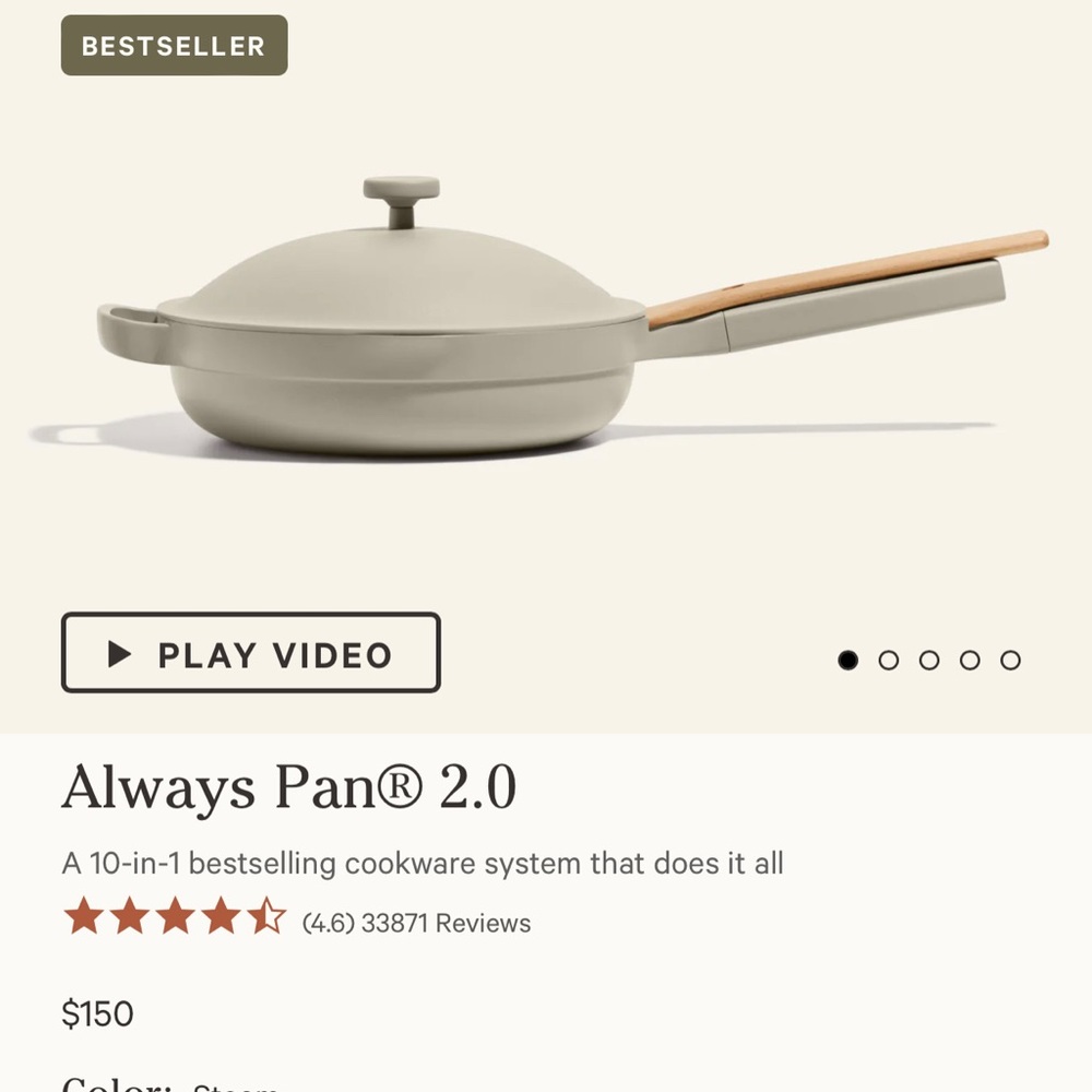 Our Place beige tan Cooking Pan viral Selena Gomez box nonstick original